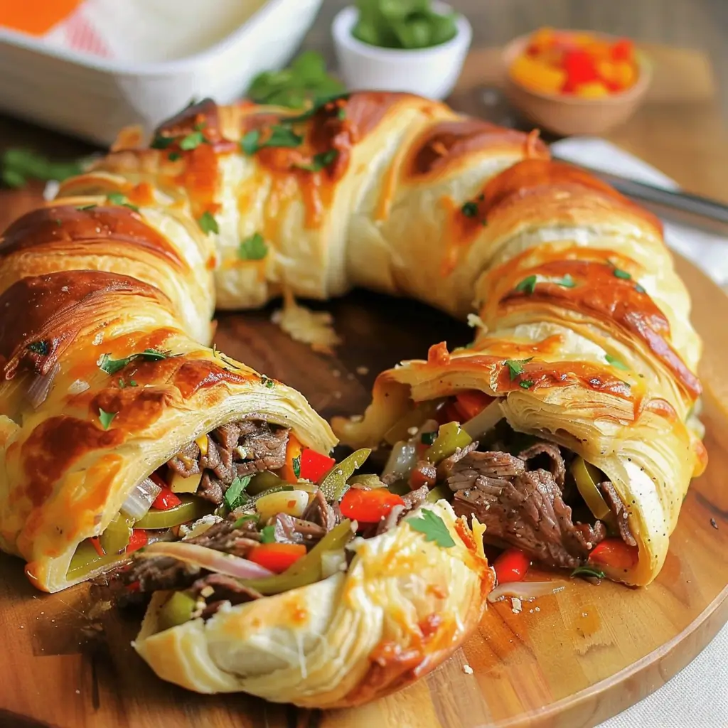 Philly Cheesesteak Crescent Ring