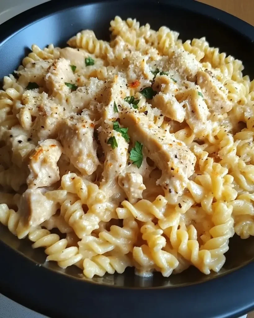 Crockpot Garlic Parmesan Chicken Pasta