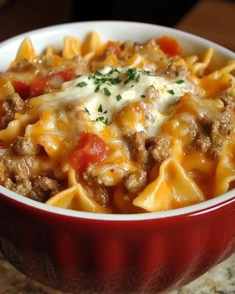 Easy Crockpot Dinner Noodles with the Cheesy Beef