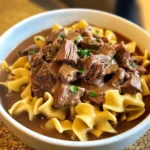 Crockpot Beef Tips & Noodles