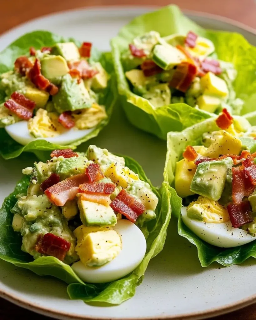 How to Make Avocado Bacon Egg Salad Lettuce Cups