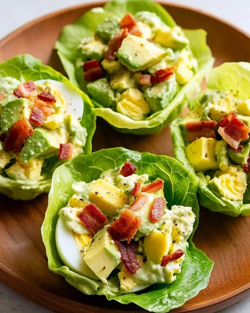 Ingredients for Avocado Bacon Egg Salad Lettuce Cups