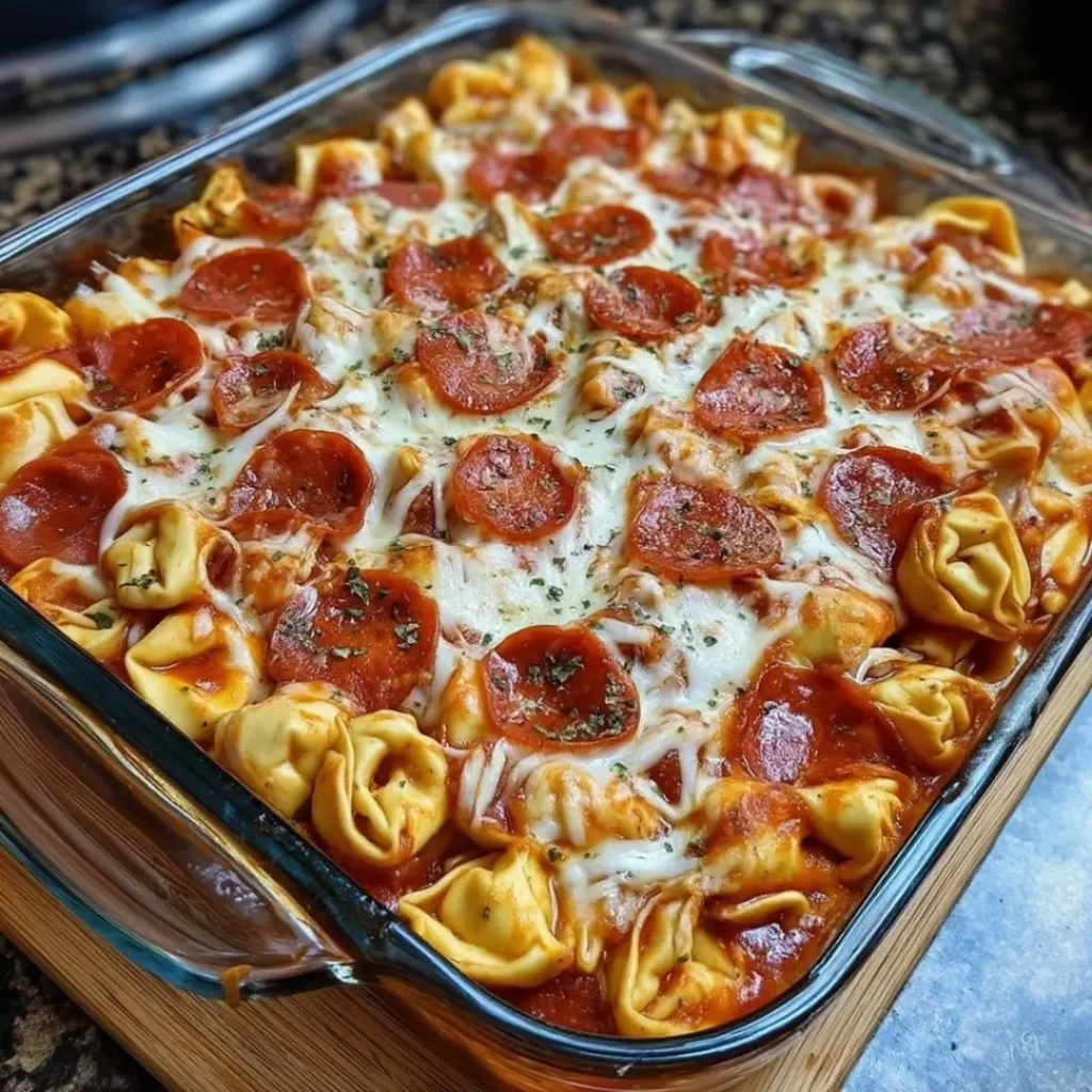 Cheese Tortellini Pepperoni Pizza Casserole